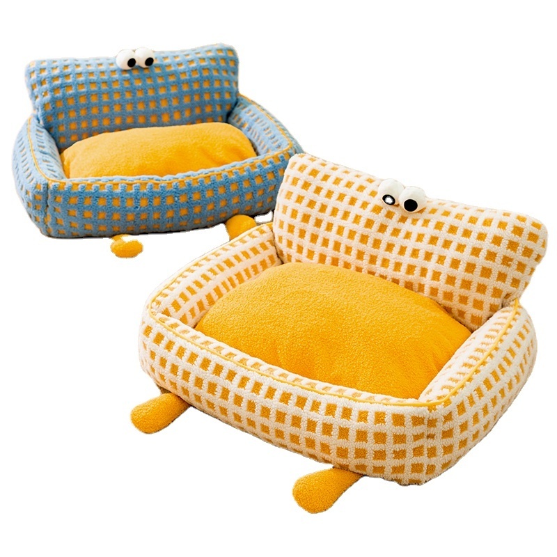 Plaid Fleece Cute Designer Handmade Soft Plush Winter Deep Sleep Orthopedic New Pet Beds Accessories Dog Bed for Dogs