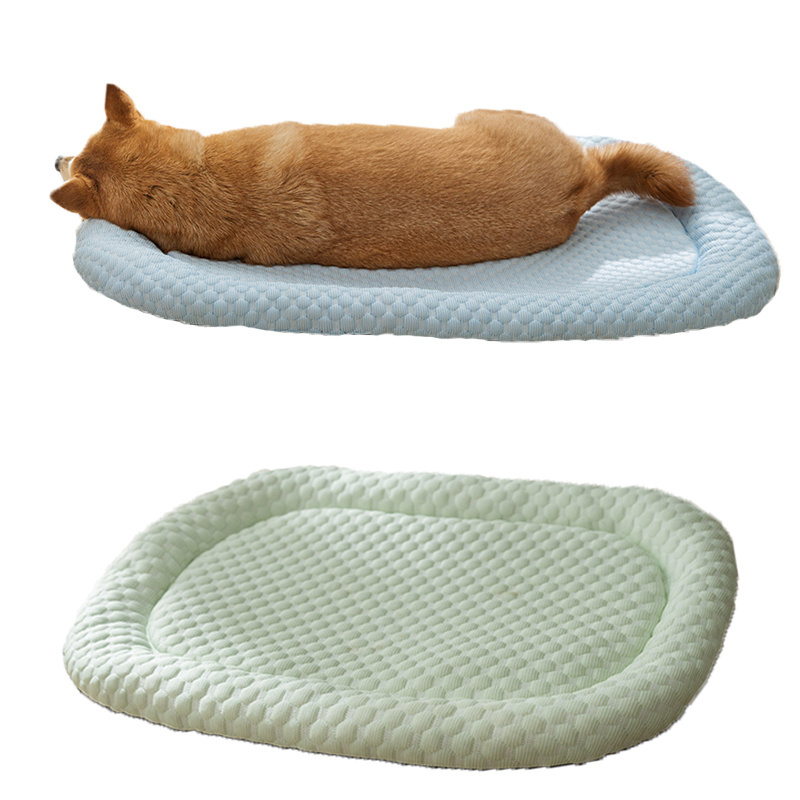 Fast Shipping Wholesale Manufacturer Spring Summer Cooling Breathable Blue Green Pet Mat Luxury Design Dog Bed