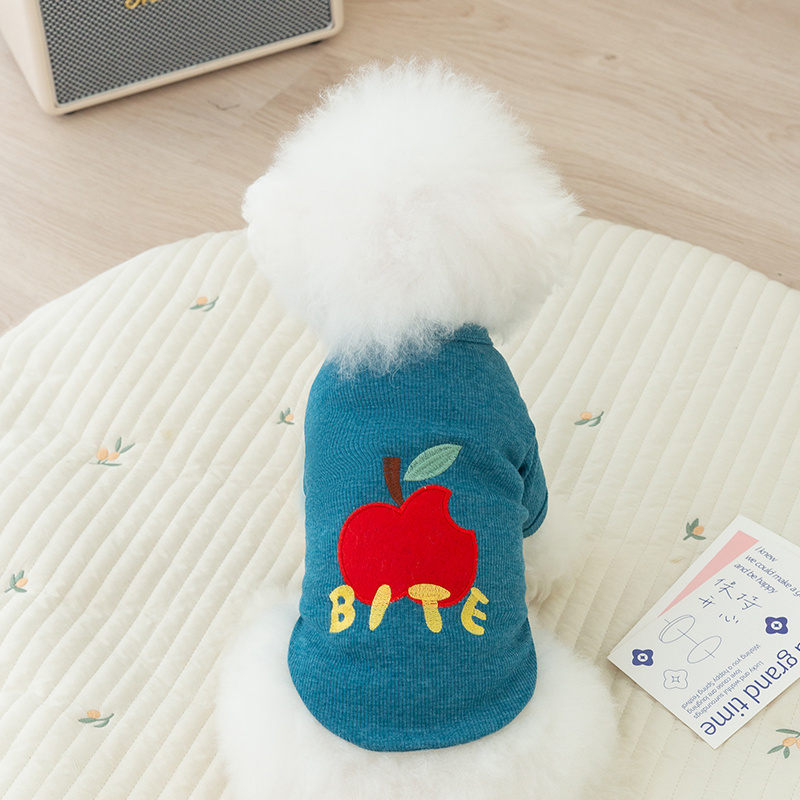 Cute dog Apple Pet T-shirt Spring/Summer Thin Teddy Bear Pomeranian Luxury dog cat clothes