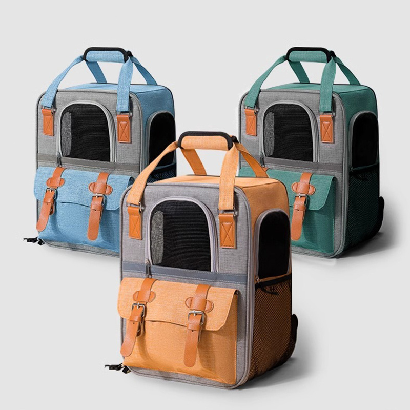 Fast Shipping Wholesale Manufacturer Mesh Oxford Durable Orange Green Blue Dog Cat Backpack Pet Carriers