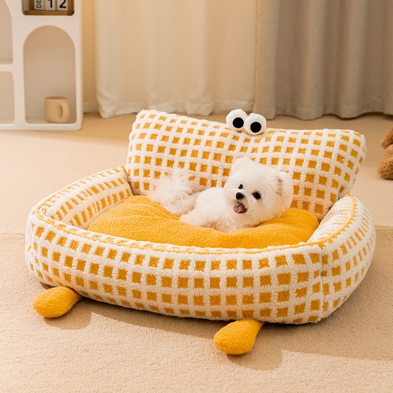 Plaid Fleece Cute Designer Handmade Soft Plush Winter Deep Sleep Orthopedic New Pet Beds Accessories Dog Bed for Dogs