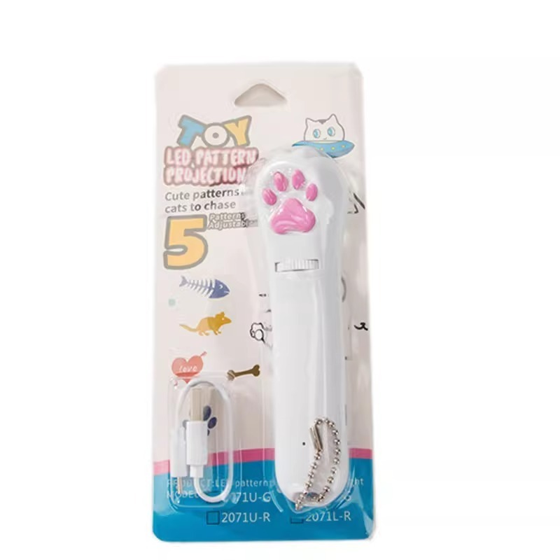 Wholesale Pet Supplies Toy Usb Rechargeable Laser Cat Teaser Stick 5 Patterns Pointer Pet Laser Toys for Cats Sustainable 2pcs