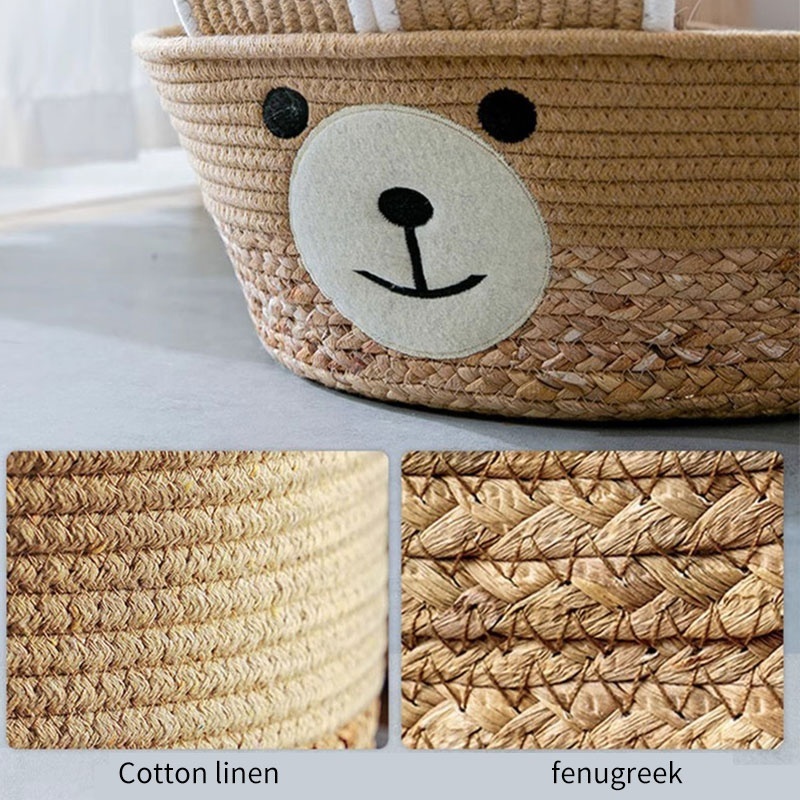 Popular Cartoon Rattan Weaving Cat Bed All-season Universal Semi-closed Warm Rattan Weaving Dog Pet Bed