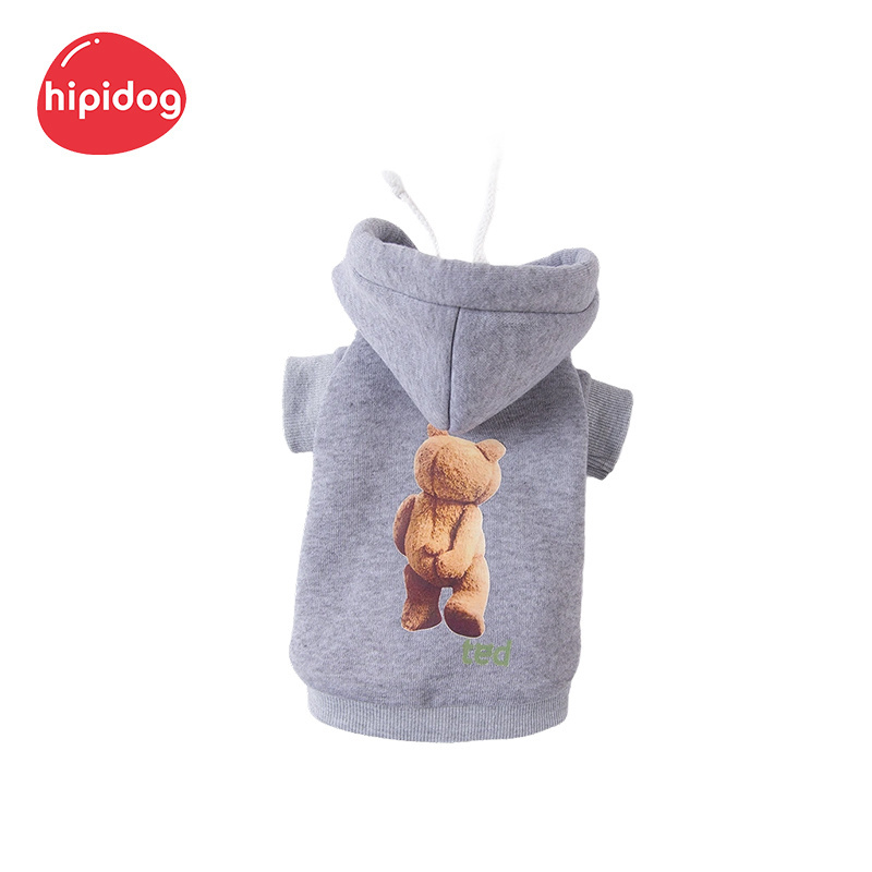 Hipipet Handmade Bear Printing High Quality Luxury Custom Hoodies Eco Friendly Dog Apparel Pet Dog Cat Sweatshirt for Autumn