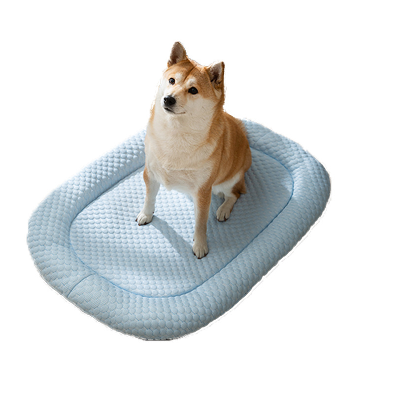 Fast Shipping Wholesale Manufacturer Spring Summer Cooling Breathable Blue Green Pet Mat Luxury Design Dog Bed