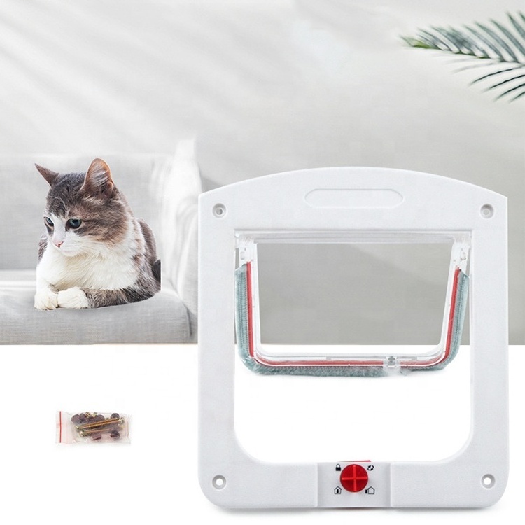 Pet flap 4-way locking magnetic home interior cat door tough pp pet cat flap door for dog and cat