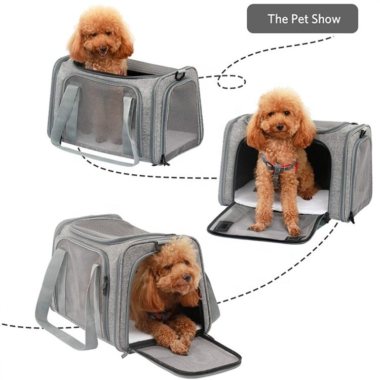 Breathable Soft Foldable Portable Fashion Design Black Travel Puppy Dog Carrier Tote Bag Cat Pet Handbag