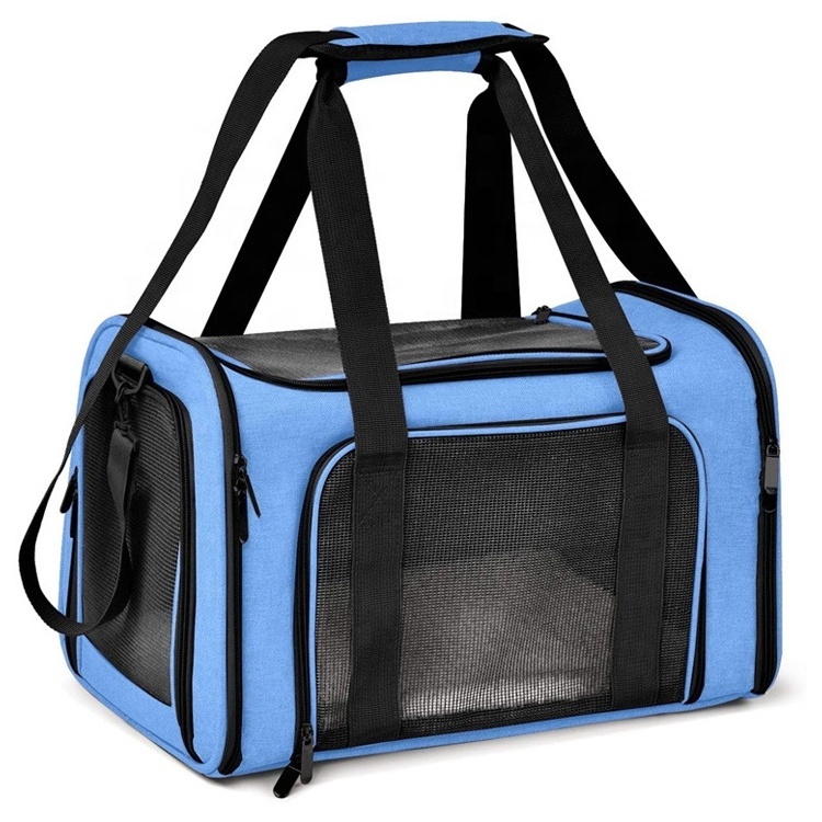 Breathable Soft Foldable Portable Fashion Design Black Travel Puppy Dog Carrier Tote Bag Cat Pet Handbag