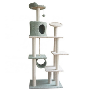 Hot Sales Cat Tree Climbing House Cat Toy Hammock For Scratc Cat Scratcher Tower Condo 4 Floors Luxury Pet Condotree