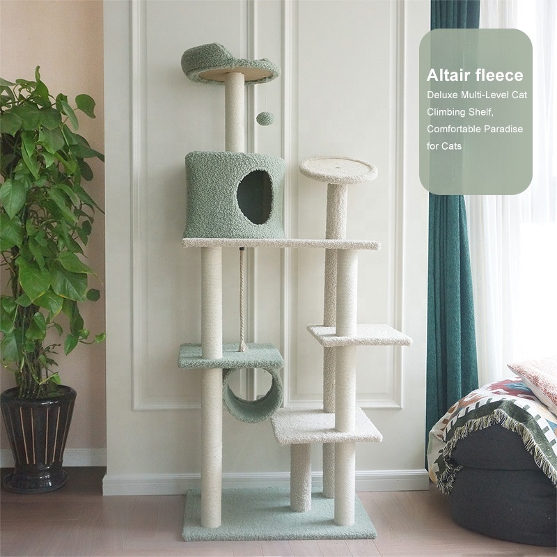 Hot Sales Cat Tree Climbing House Cat Toy Hammock For Scratc Cat Scratcher Tower Condo 4 Floors Luxury Pet Condotree