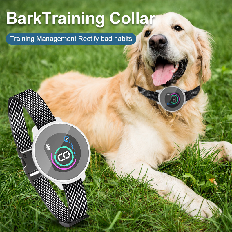 New Design Pet Bark Stopper Device Dog Control Anti Humane Bark Collar Shock Anti-bark Dog Collar Pet Training Products Eco-frie