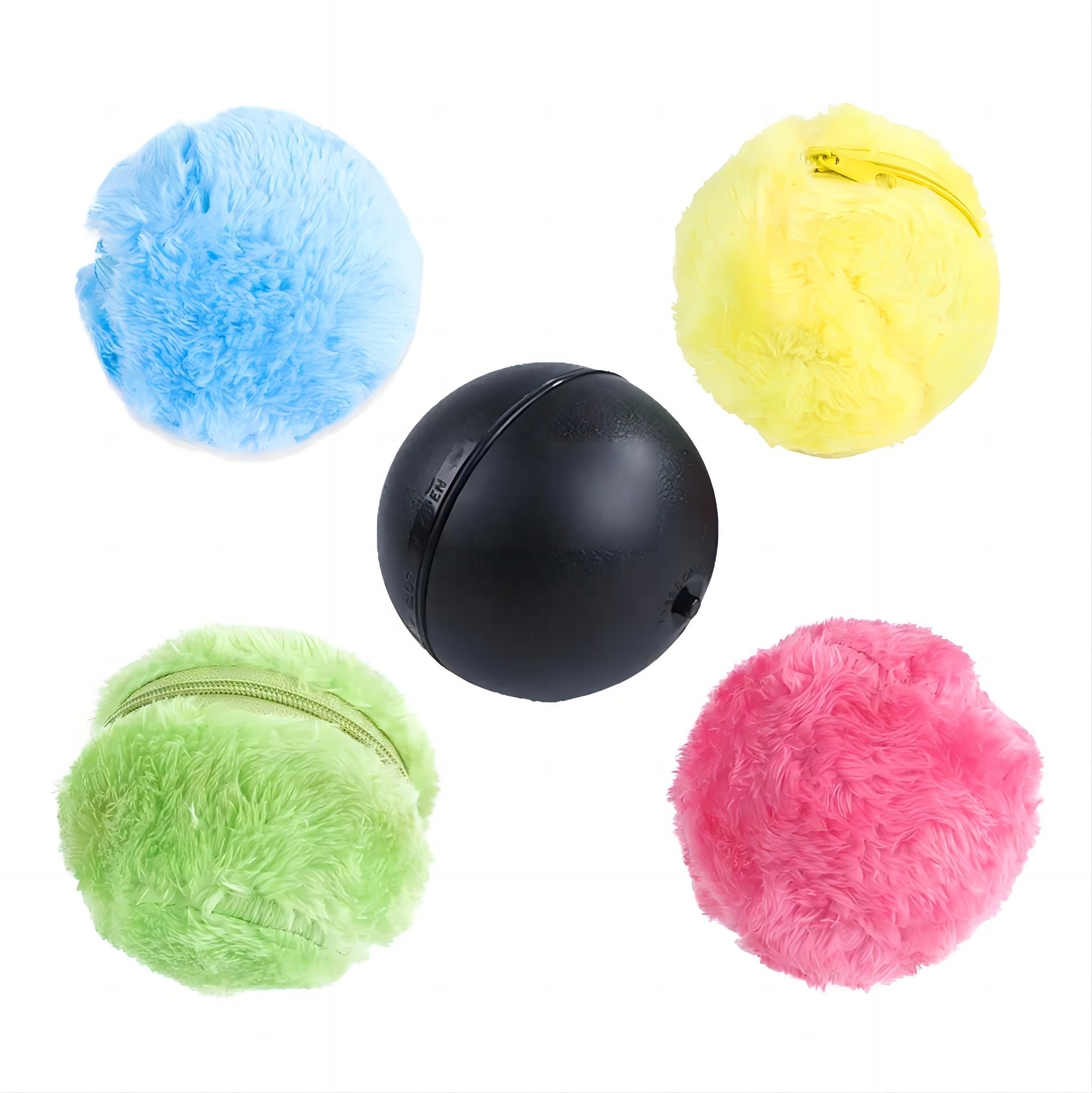 Interactive Funny Chew Plush Electric Rolling Ball Pet Dog Cat Toys Ball With Four Color Plush Cover Non-toxic And Safe Toys