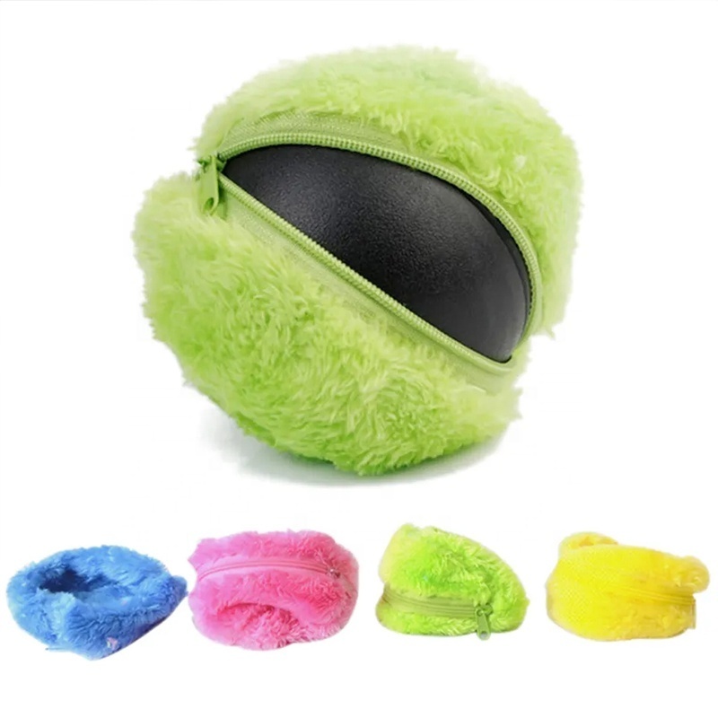 Interactive Funny Chew Plush Electric Rolling Ball Pet Dog Cat Toys Ball With Four Color Plush Cover Non-toxic And Safe Toys