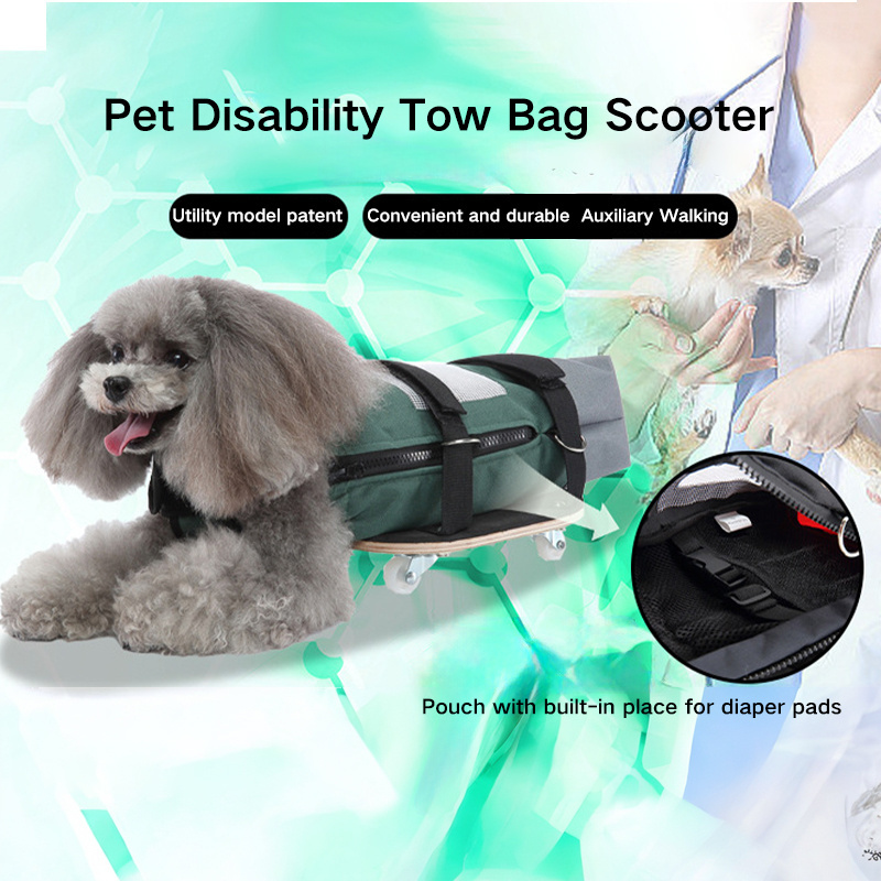 Help Disabled Dogs Walking Assisted Wheelchair With Wooden Scooter Protects Chest Limbs Pet Drag Bag