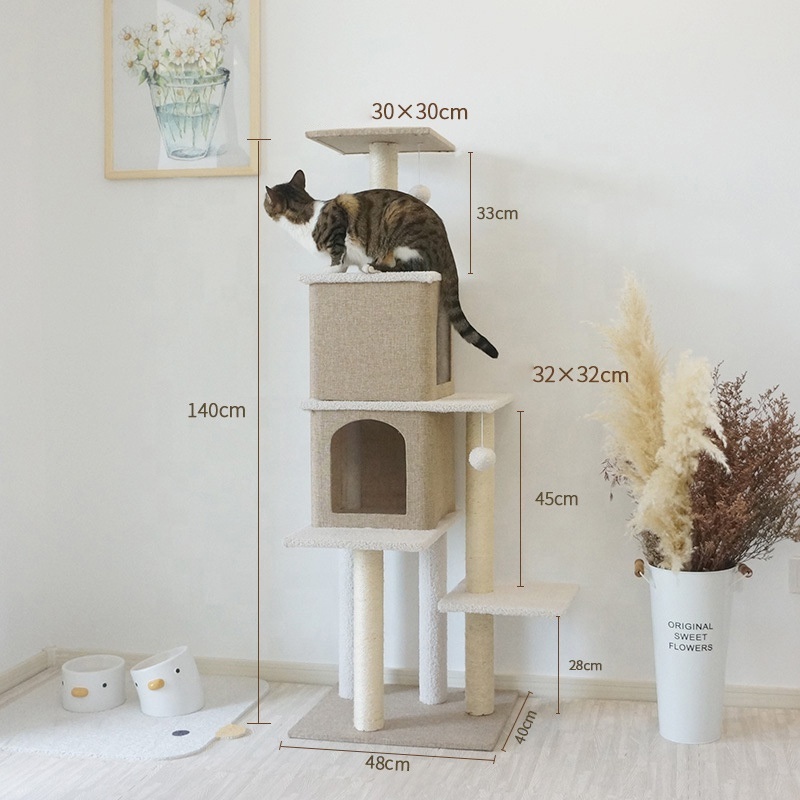 Cat Scratching Post For The Wall Large Cat Scratcher Tree Tower Wooden Big Cat Tree wall climbing frame with sisal rope