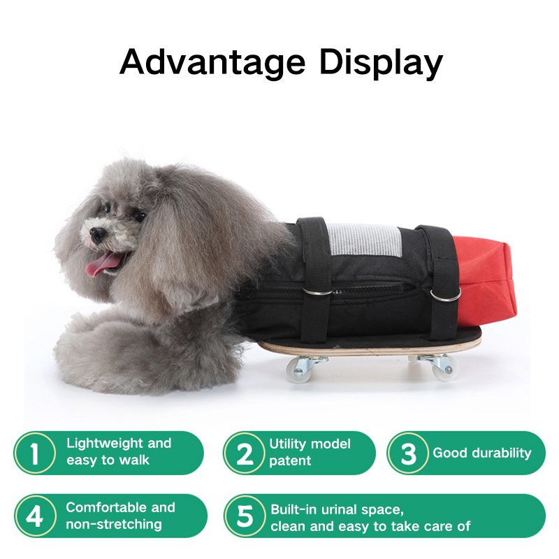 Help Disabled Dogs Walking Assisted Wheelchair With Wooden Scooter Protects Chest Limbs Pet Drag Bag