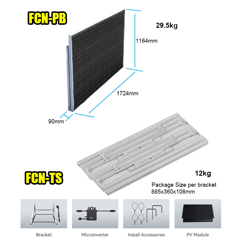 Easy Installation Balcony Solar System  2000w Micro Inverter Solar Charging Kit House Garden Home Solar Panel Kit With Inverter