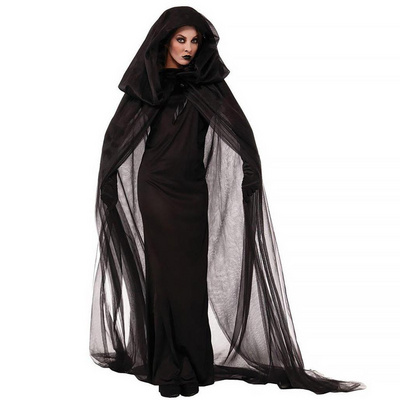 Wholesale In Stock Medieval Women Dress Black Witch Halloween Cosplay Costume