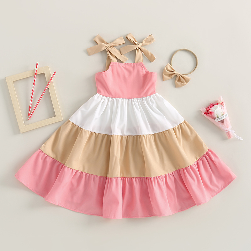 New Baby Girls Dress Toddler Summer 1-6years Occasion Sleeveless Slip Twirl Dress Fancy Children Party Simple Girls Dress