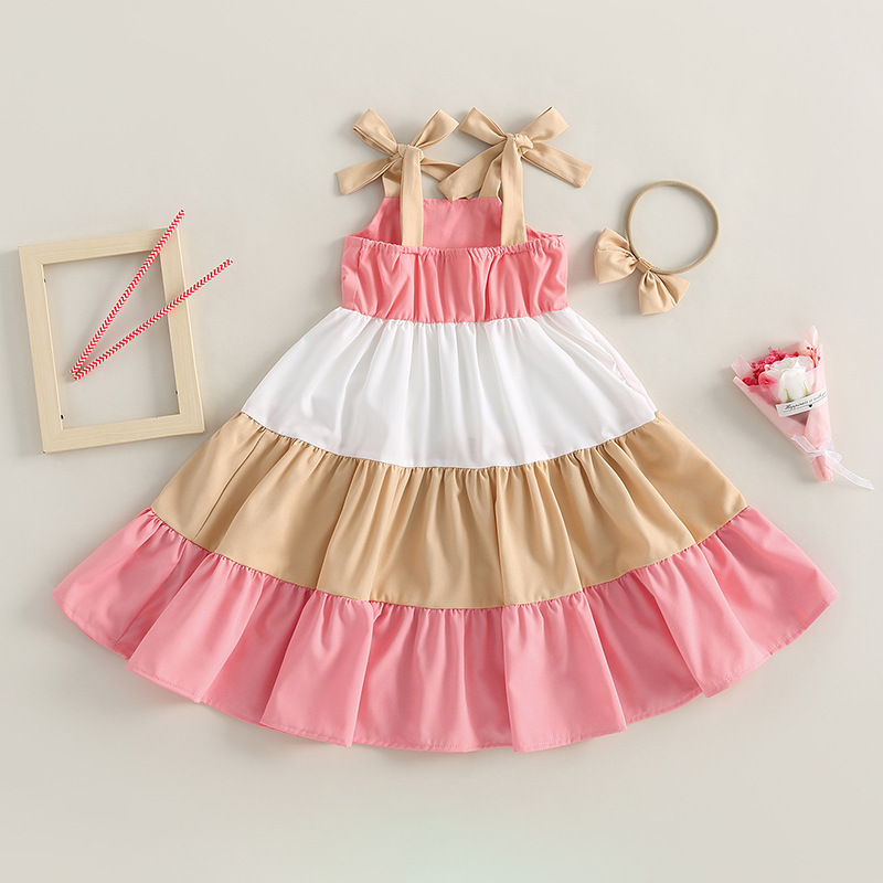 New Baby Girls Dress Toddler Summer 1-6years Occasion Sleeveless Slip Twirl Dress Fancy Children Party Simple Girls Dress