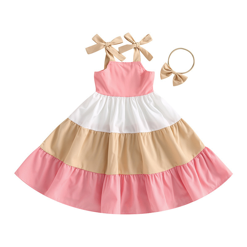 New Baby Girls Dress Toddler Summer 1-6years Occasion Sleeveless Slip Twirl Dress Fancy Children Party Simple Girls Dress