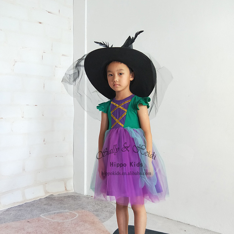 New design kids hocus pocus halloween clothing girls tulle dress