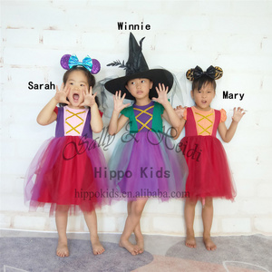 New design kids hocus pocus halloween clothing girls tulle dress