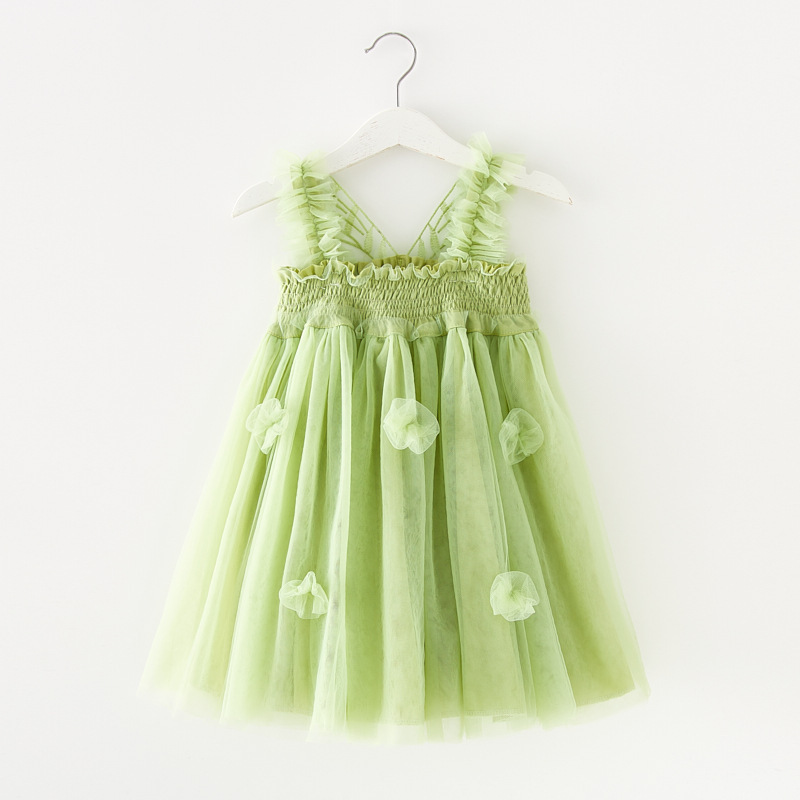 Wholesale kids girl summer dress sleeveless little girl tulle tutu dress butterfly wings baby girls summer dress