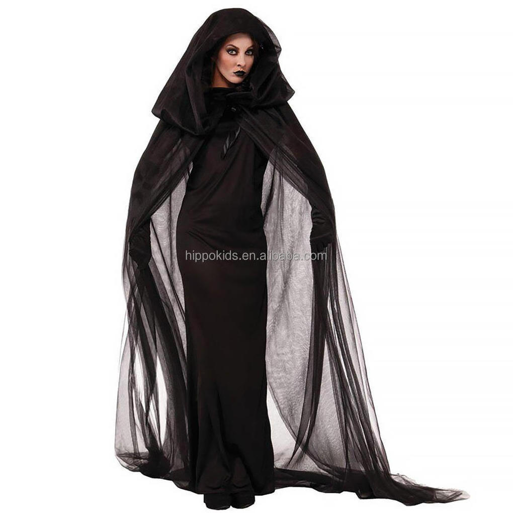 Wholesale In Stock Medieval Women Dress Black Witch Halloween Cosplay Costume