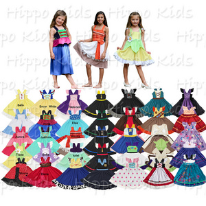 Hot sale high quality girls princess inspired cotton dresses two layers lace ruffle dress