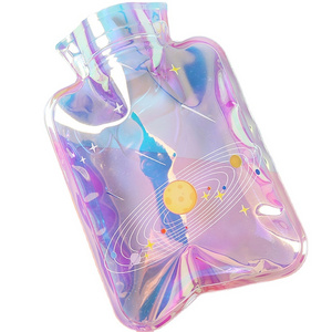 Customized Cute Cartoon PVC Laser Transparent Mini Hot Water Bag Hand Warmer Hot Water Bottle