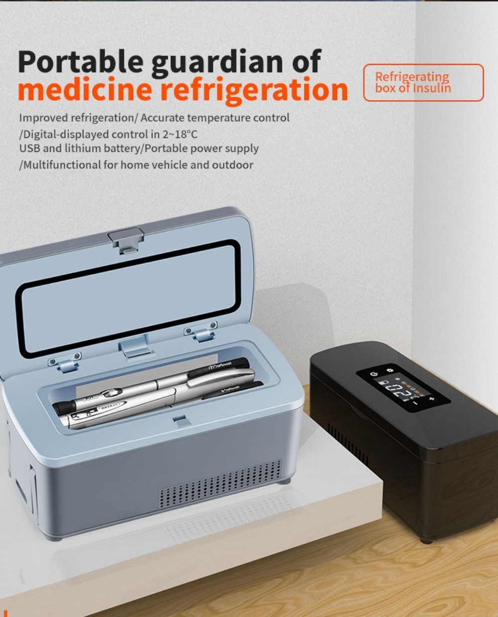 AC USB Mini insulin refrigerator low vaccine refrigerator price rechargeable refrigerator portable insulin cooler box