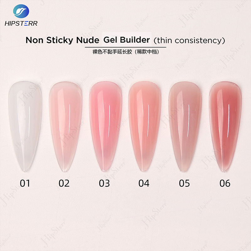 HEMA-free Thin Consistency Non Stick Hand Solid Extension Nail Gel Clear Nude Pink Extension Gel Rhinestone Glue Gel