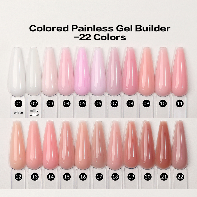 Vegan No Heat Hema-free Colored Painless Nude Nail Gel Builder Extension Gel Russian Milky Builder Uv Gel For Nails