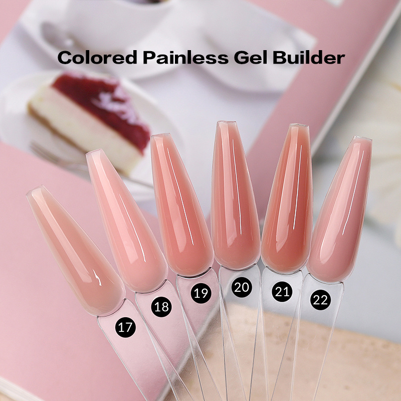 Vegan No Heat Hema-free Colored Painless Nude Nail Gel Builder Extension Gel Russian Milky Builder Uv Gel For Nails