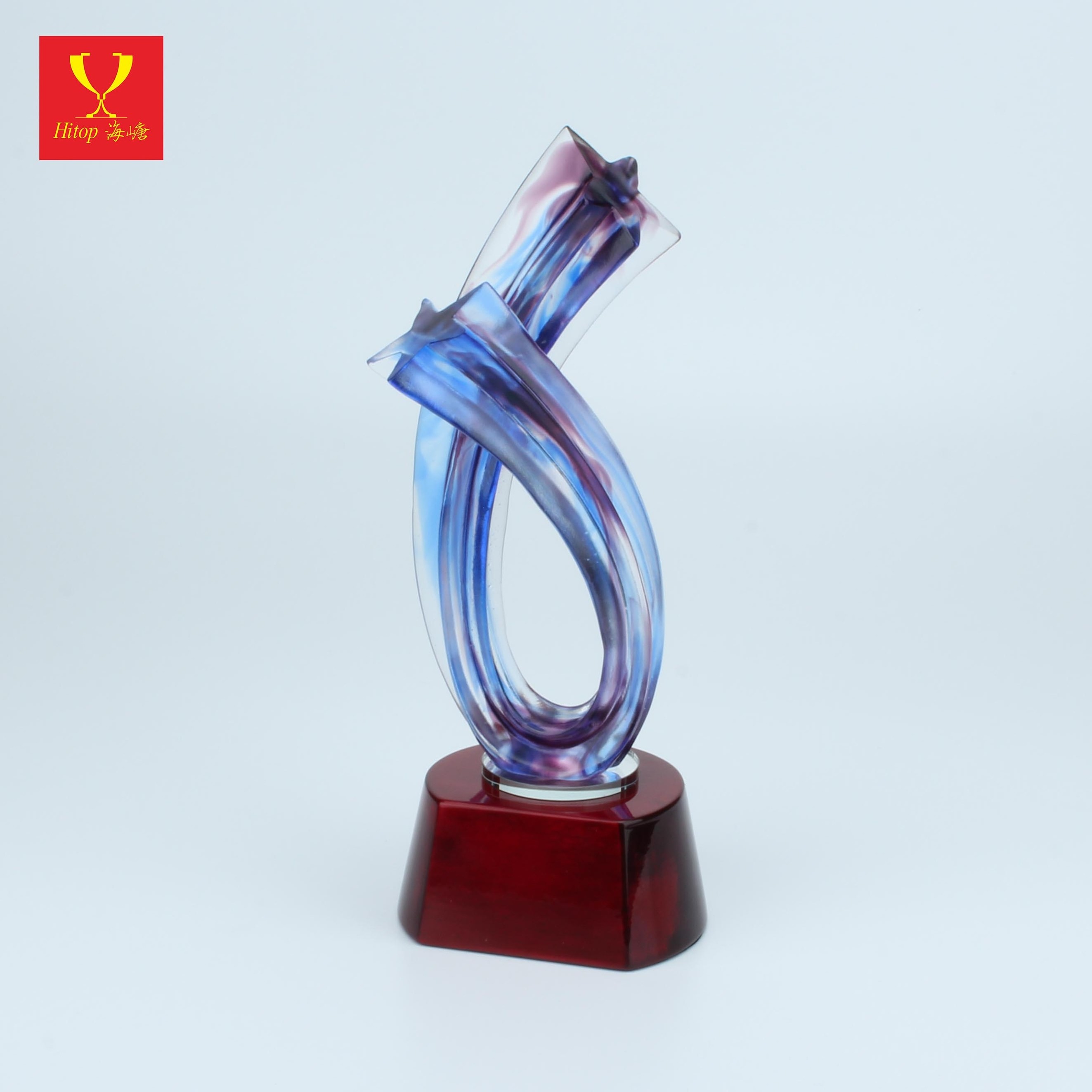 High Quality Liuli Award, Coloured Glaze Crystal Trophy For Celebration Gifts