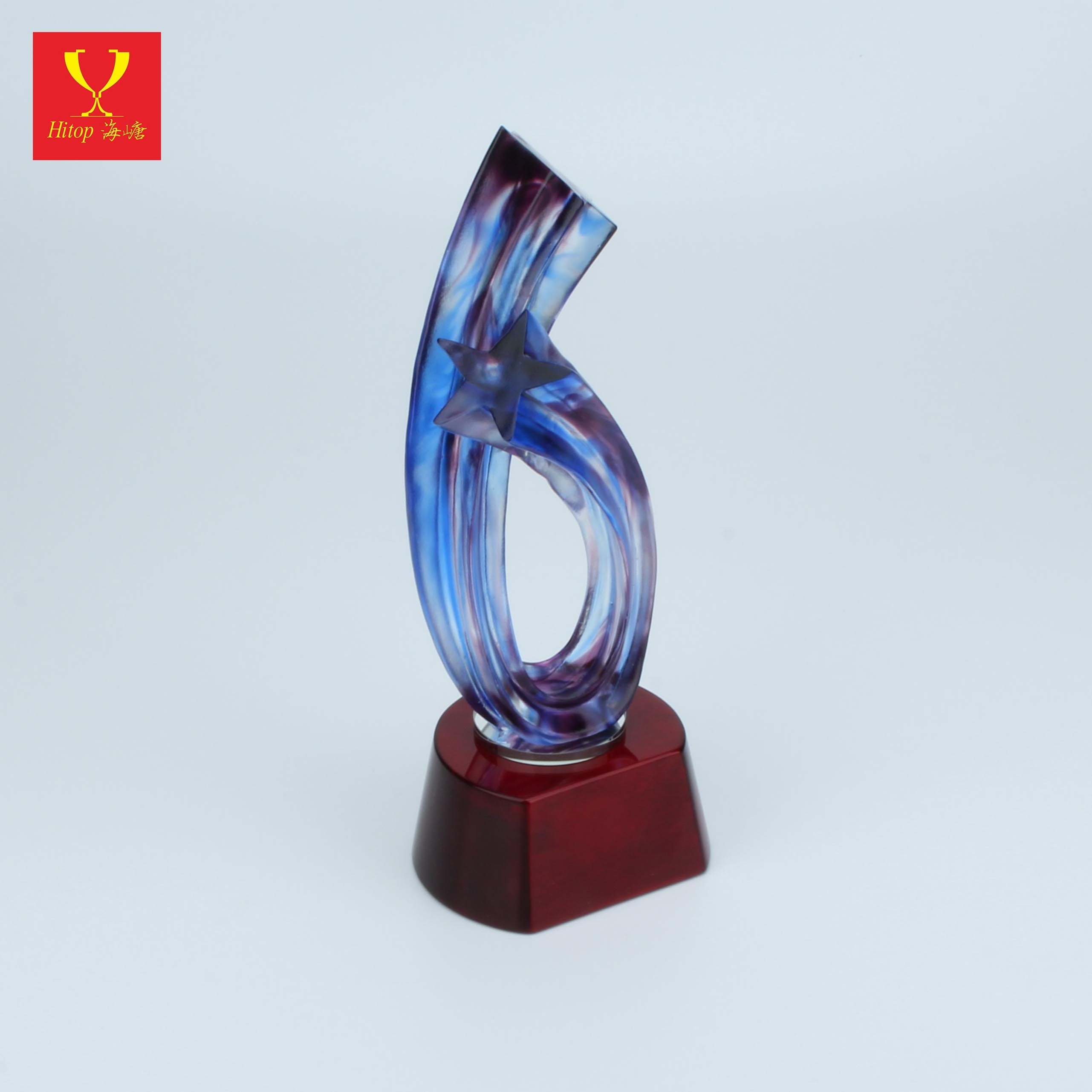 High Quality Liuli Award, Coloured Glaze Crystal Trophy For Celebration Gifts