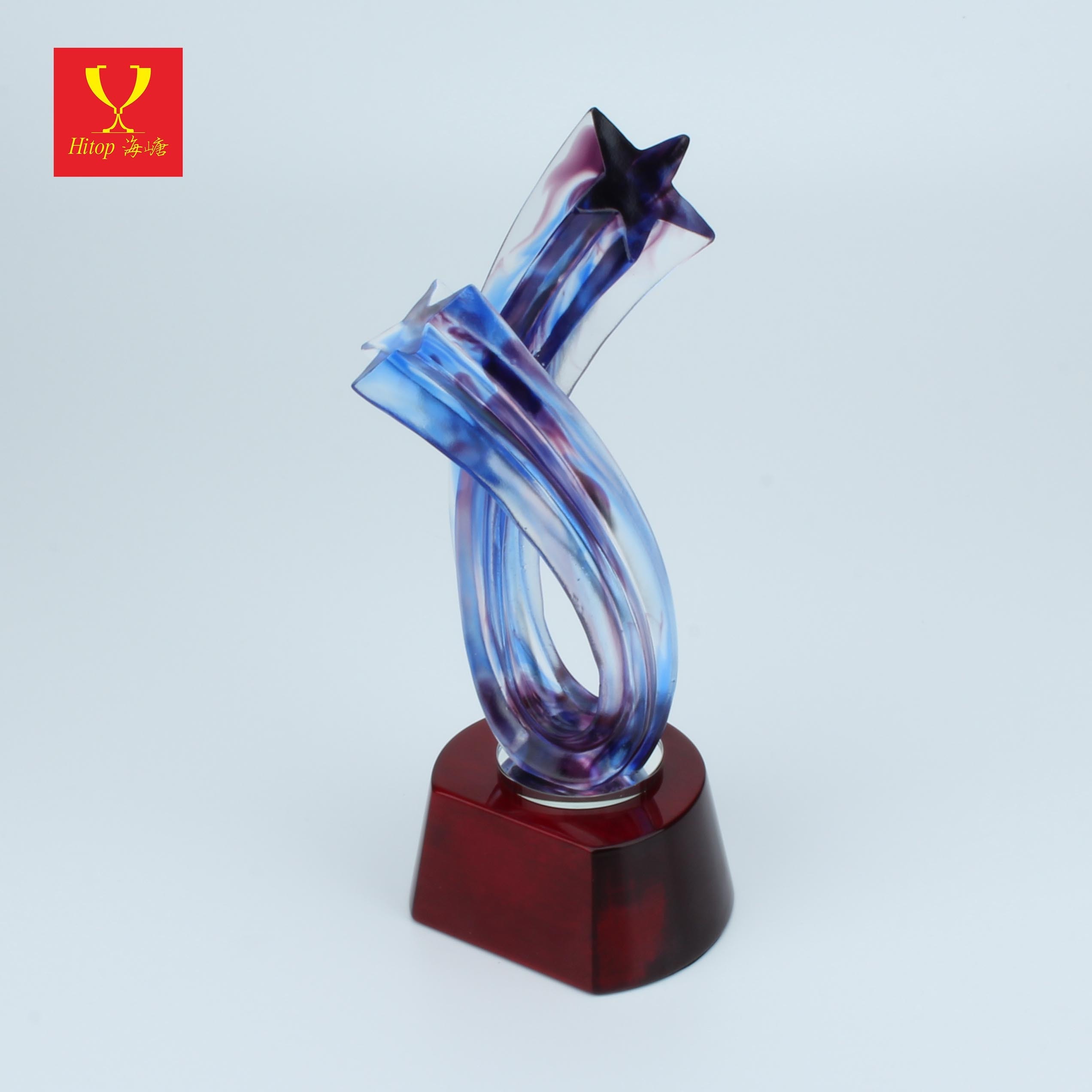 High Quality Liuli Award, Coloured Glaze Crystal Trophy For Celebration Gifts