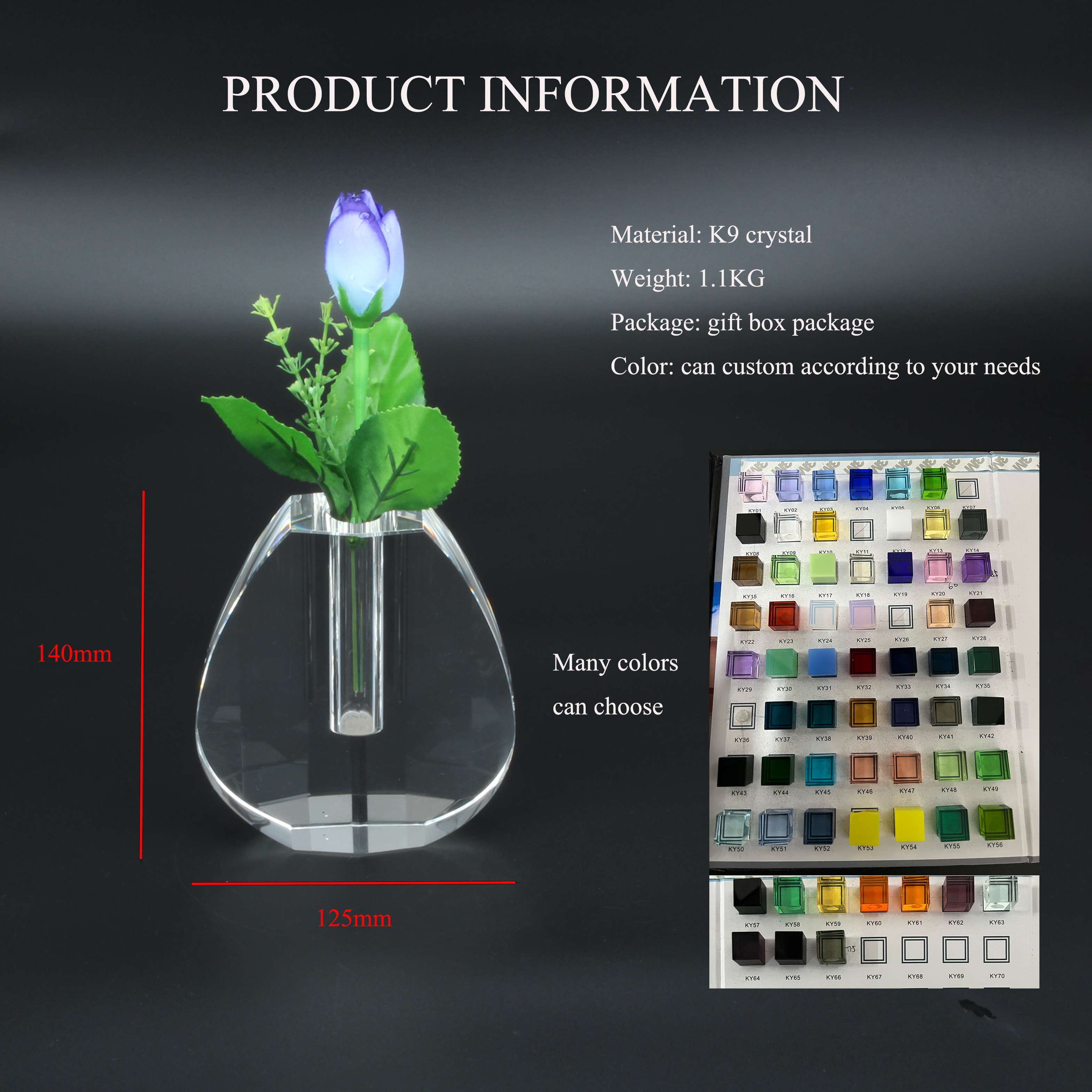 Hitop Wholesale Customized Tabletop Mini Small Flower K9 Crystal Vase for Home Wedding Decorations