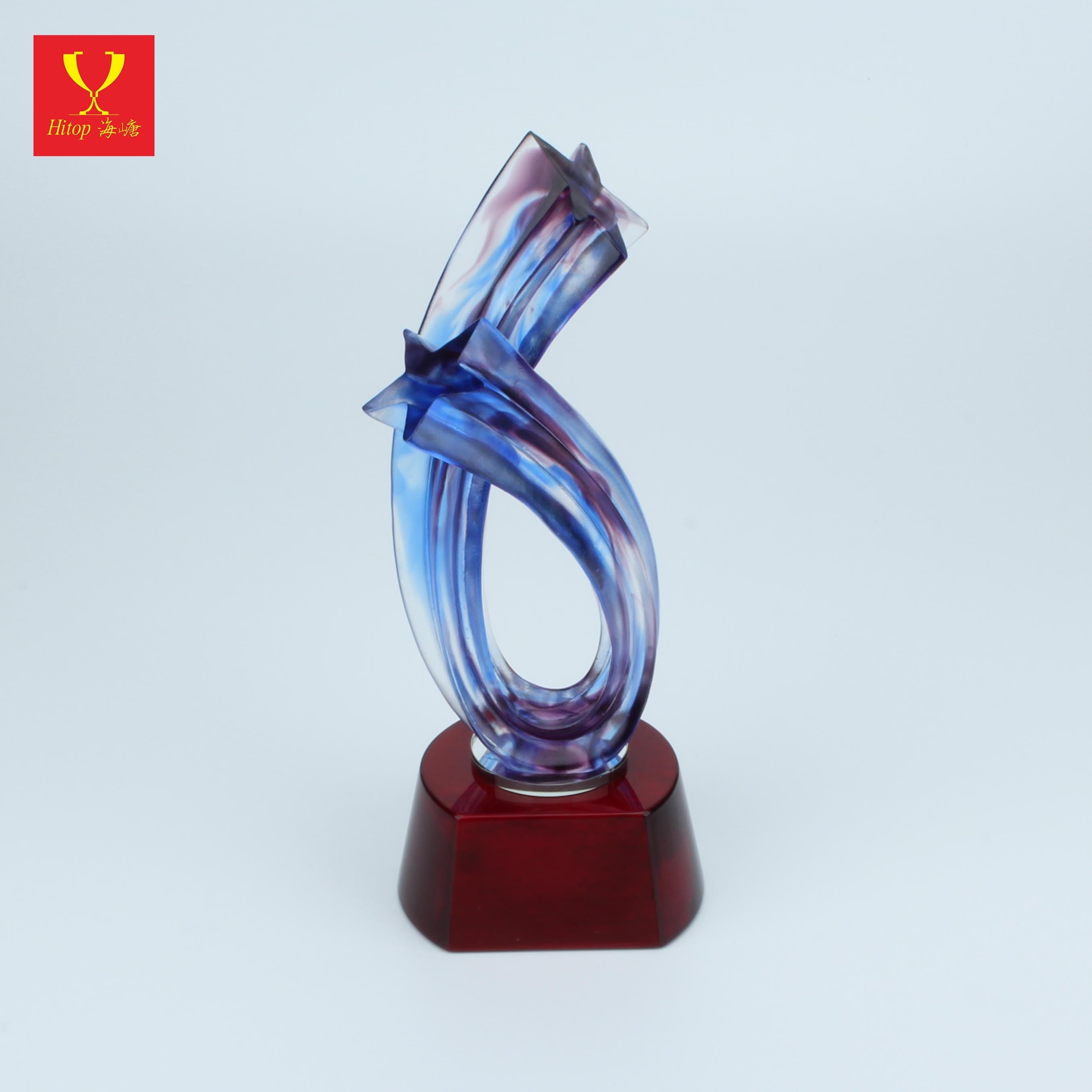 High Quality Liuli Award, Coloured Glaze Crystal Trophy For Celebration Gifts