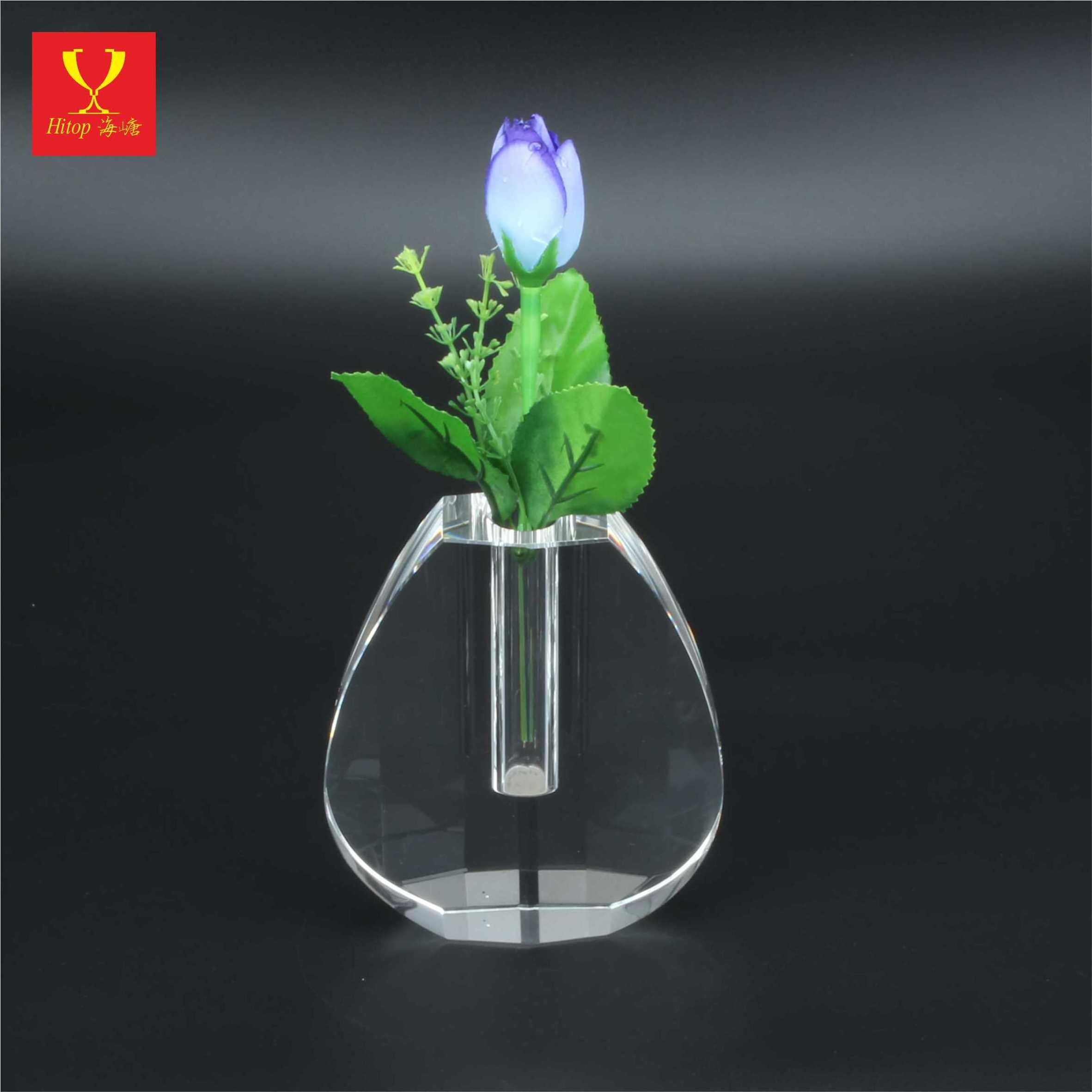 Hitop Wholesale Customized Tabletop Mini Small Flower K9 Crystal Vase for Home Wedding Decorations