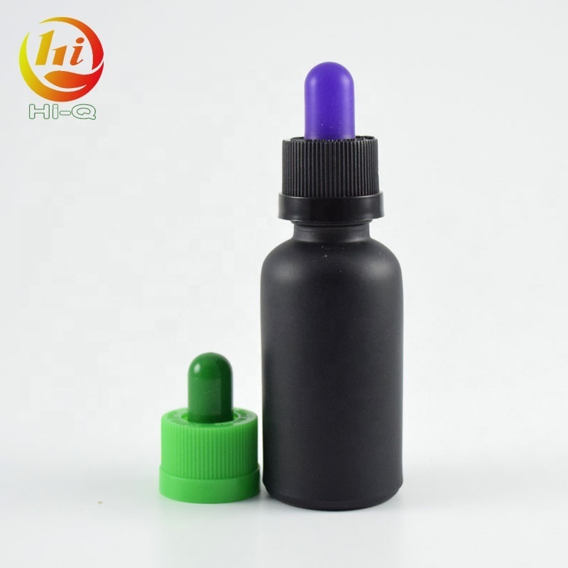 empty 30ml frosted black matte glass bottle 1 oz essential beard oil dropper bottle with child proof cap