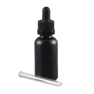 empty 30ml frosted black matte glass bottle 1 oz essential beard oil dropper bottle with child proof cap