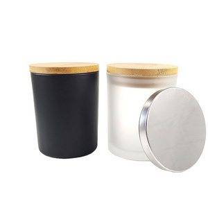 Hot sale frosted jars for candle making wholesale candle jars matte black candle containers with lids