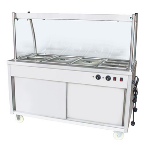 Stainless Steel Cart For Bain Marie Showcase Food Warmer Cabinet Trolley With Wheel