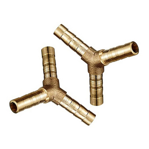 Forged Lead Free 1/4" 1/2" 3/8" 5/8 Female Thread Brass Hose Barb 3-Way Nipple Cross Joint Connector Y Distributor PEX Fittings