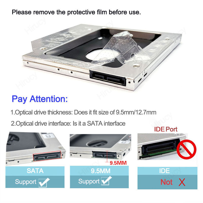 9.5mm 12.7mm Optical Drive Bay SATA3.0 2nd HDD Caddy 2.5'' SSD Enclosure Hard Drive Case for Laptop