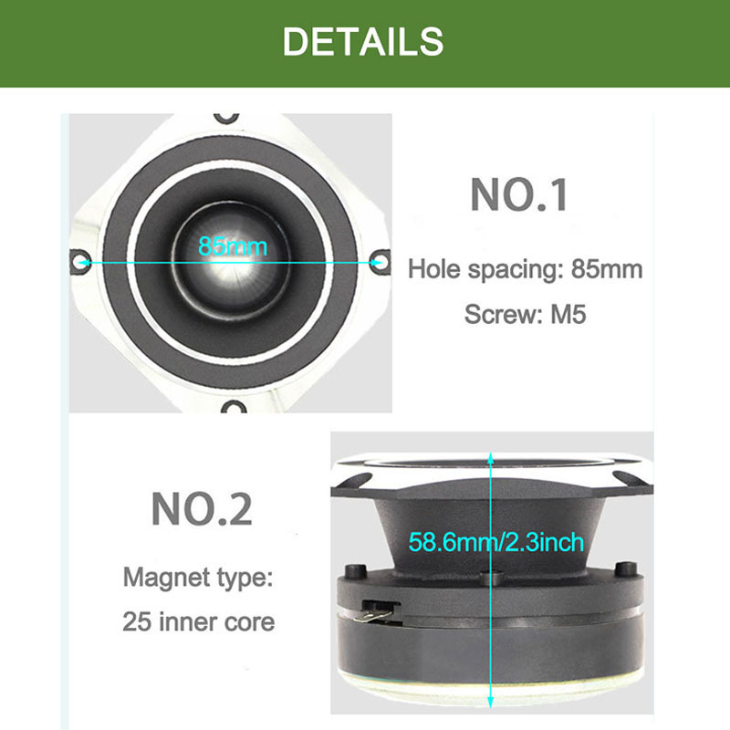 3 inch 800W Auto Speaker Audio High Quality Full Range Frequency Speaker Titanium Bullet Tweeter