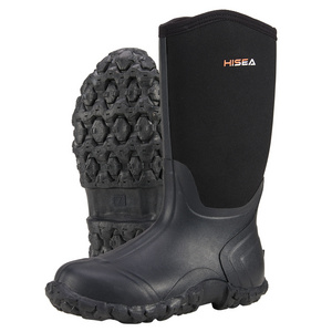 HISEA Men's Rain Boots Waterproof Insulated Rubber Boots with Steel Shank Neoprene Mud Boots Outdoor