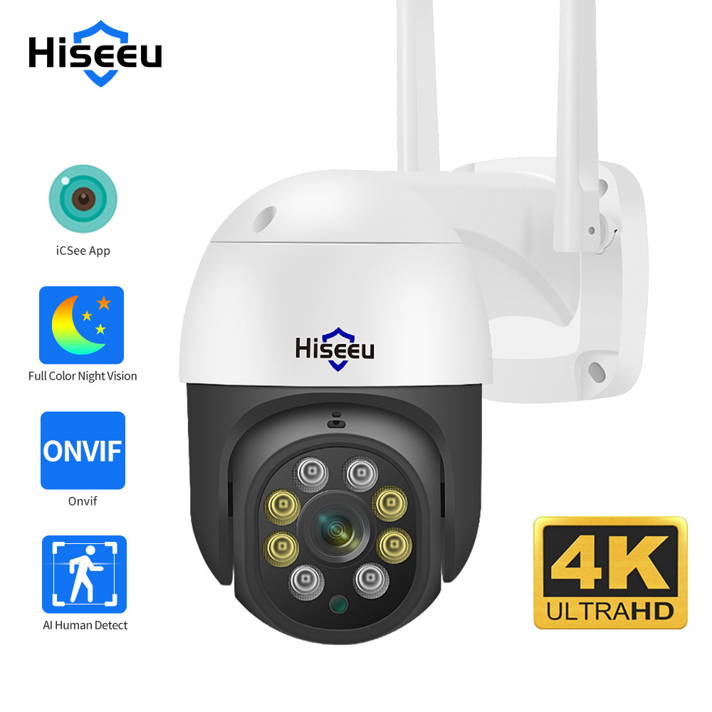 Hiseeu 8MP 4K WIFI Camera Outdoor Security 5MP 3MP 1080P Auto Tracking Wireless Video CCTV Surveillance PTZ  IP Dome Camera